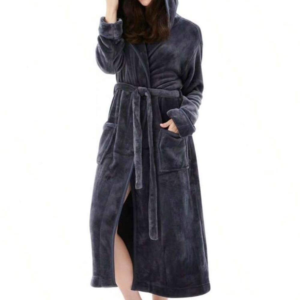 Women's Plush Hooded Robe - Gray